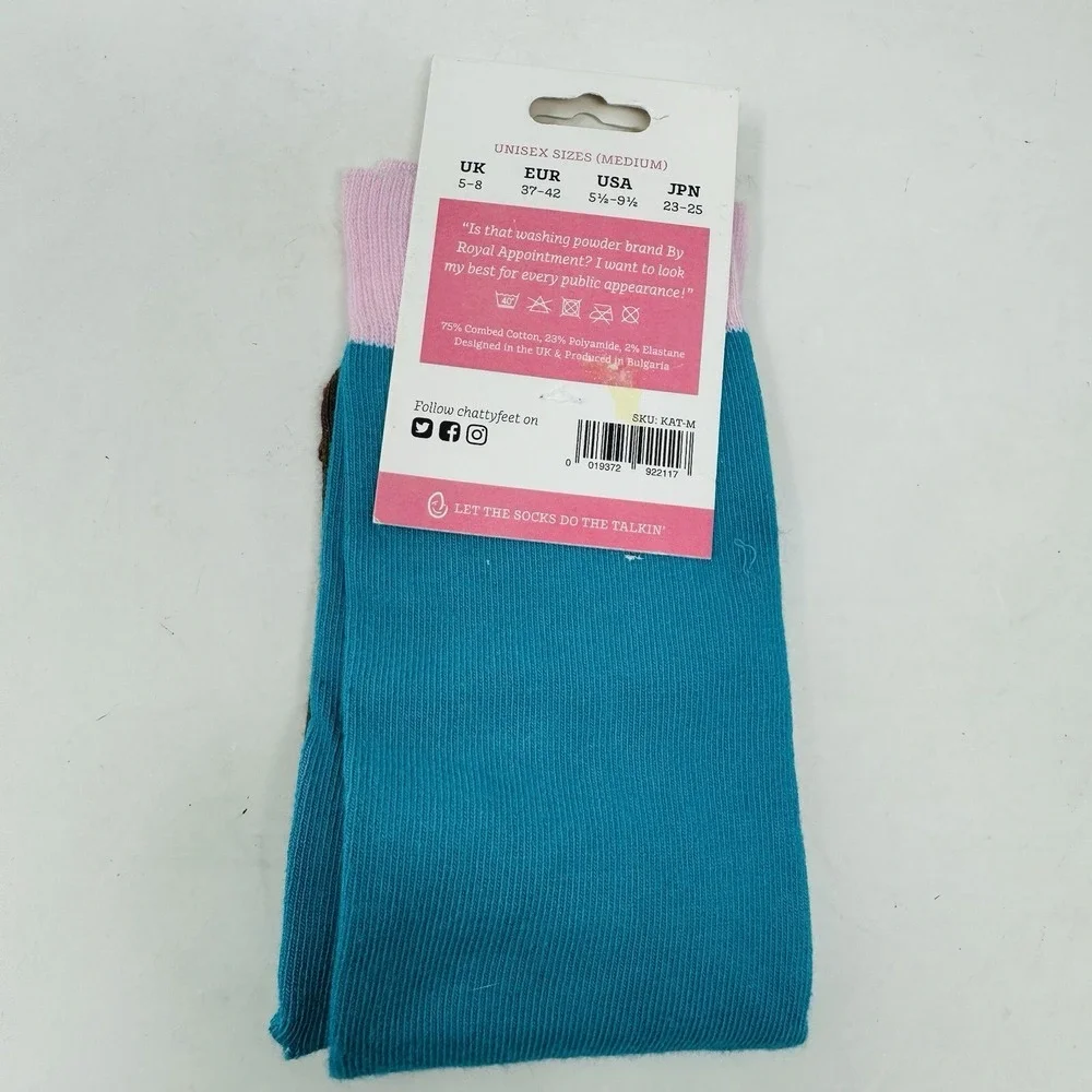 British Royals Chatty‎ Feet Kate Middle-Toe Socks Sz 5.5 - 9.5 M Brown, Blue NWT